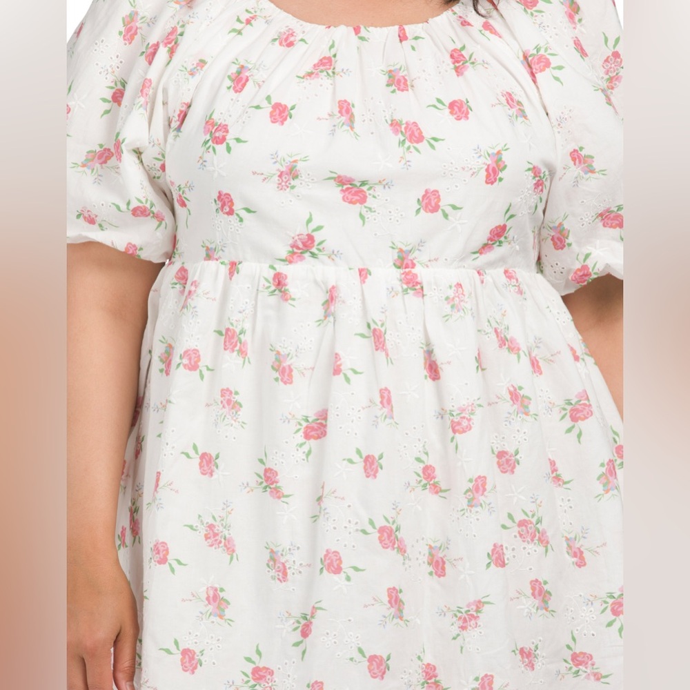 Plus Floral Embroidered Mini Dress- Endless Rose - Picture 3 of 11